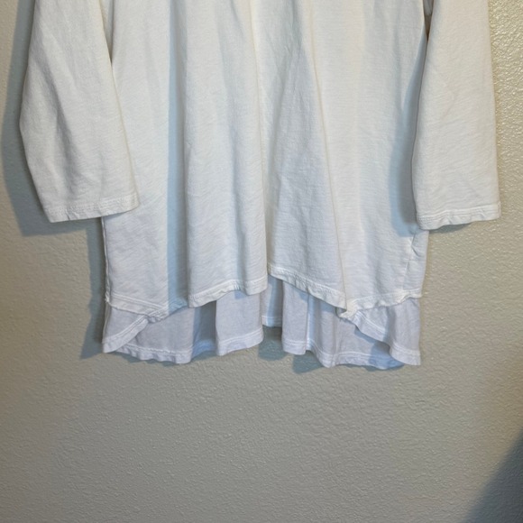 Hot Cotton Top Women Med White 100% Cotton Layered Hem Relax Casual Lagenlook‎ - Picture 3 of 8